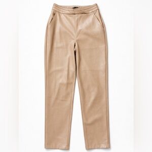 7 For All Mankind Faux Leather High Rise Pants Beige Straight Leg